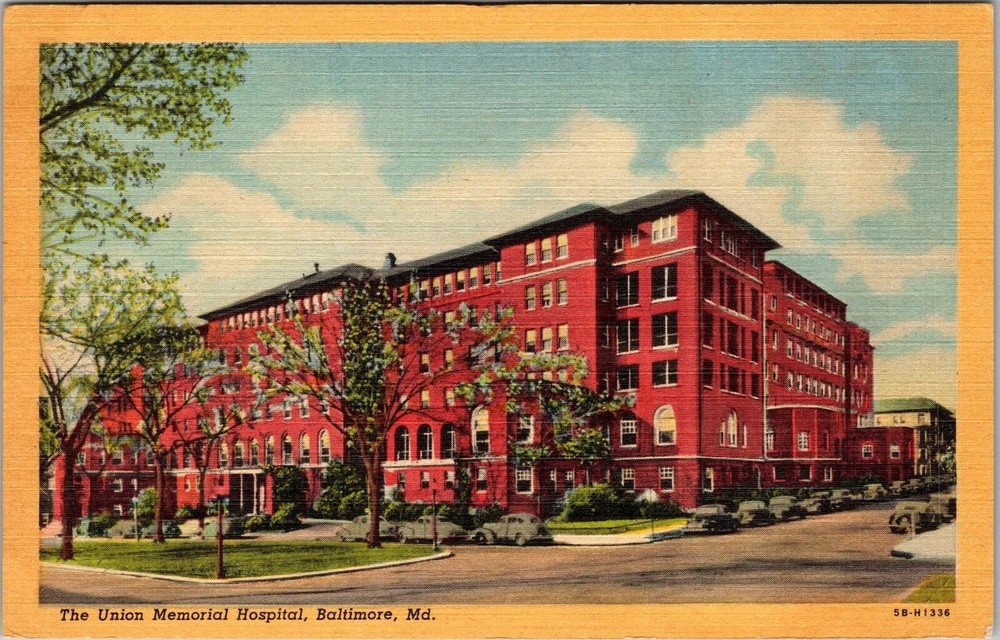 Baltimore MD-Maryland, Union Memorial Hospital Outside Vintage Postcard