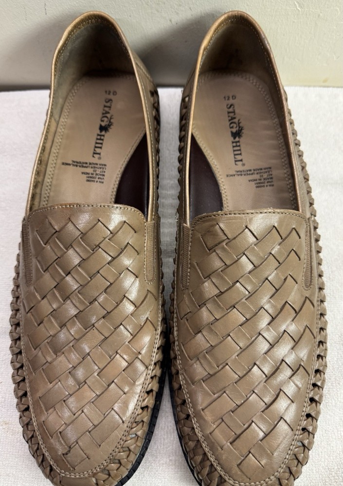 Stag Hill Men’s 12 D Huarache Loafers Woven Brown Leather Slip On Shoes India