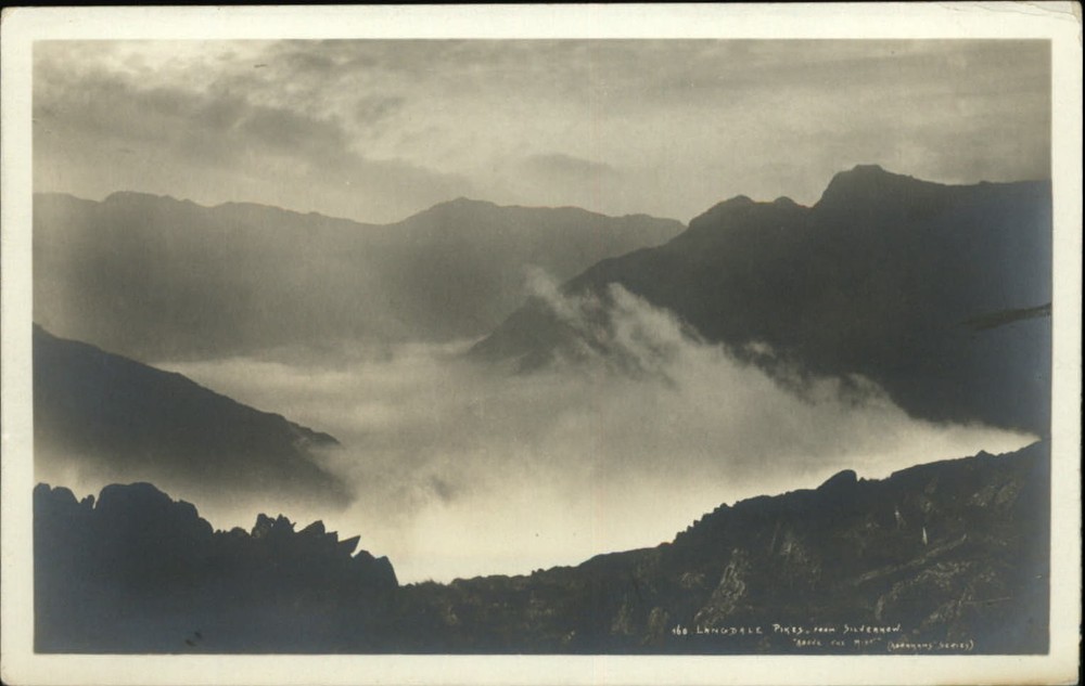 RPPC Grasmere England UK Langdale Pikes from Silverhow real photo postcard