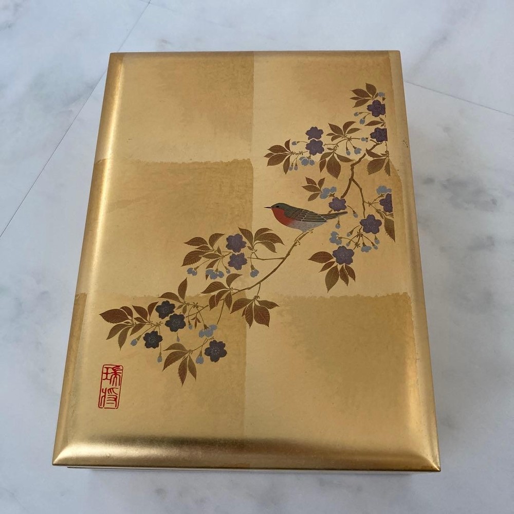 Kanazawa Gold Leaf Box Decor Floral & Bird 24x18x6cm