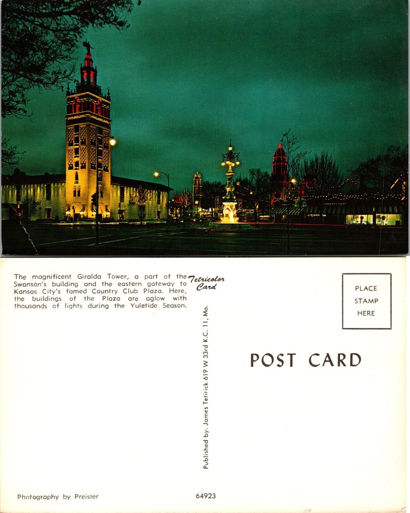 Giralda Tower Country Club Plaza Kansas City Missouri MO Postcard