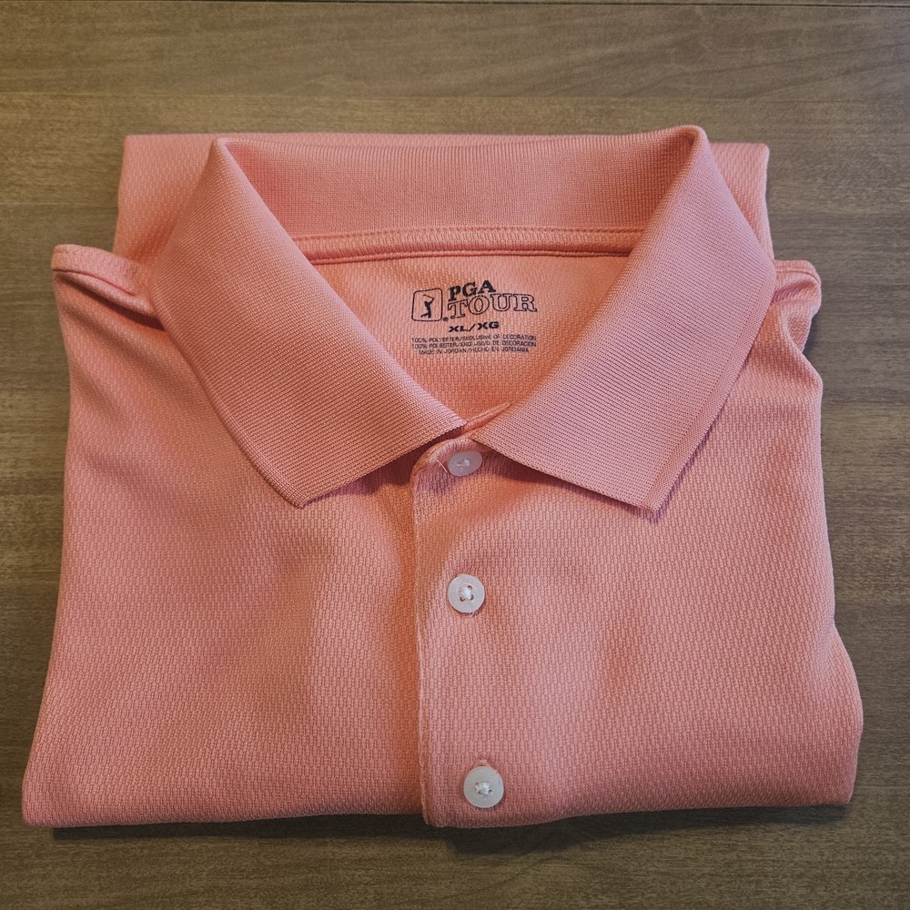 PGA Tour Polo Shirt Mens Sz XL Pink/peach Performance Golf Polo