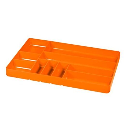10-Compartment Orange Tool Garage Organizer Tray for Efficient Storage