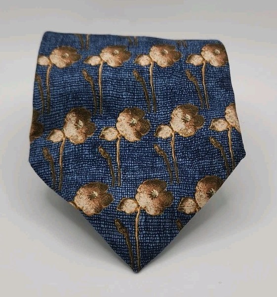Ermenegildo Zegna Blue Floral Tie Exclusive Design 100% Silk Italy Apx. 56