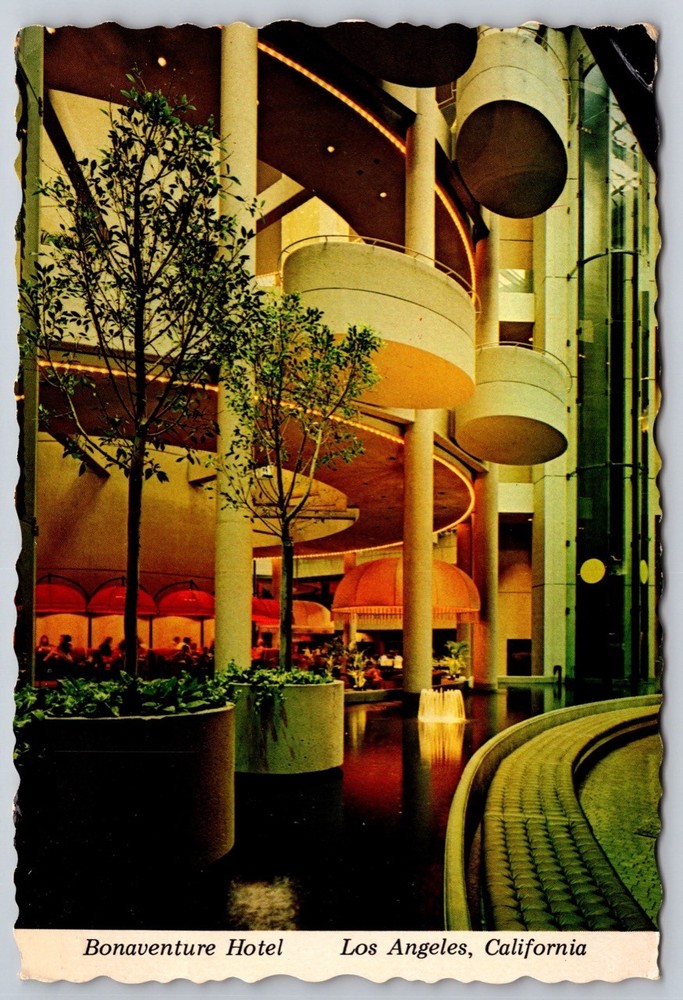 Los Angeles California Postcard Bonaventure Hotel Interior Architecture USA 1980