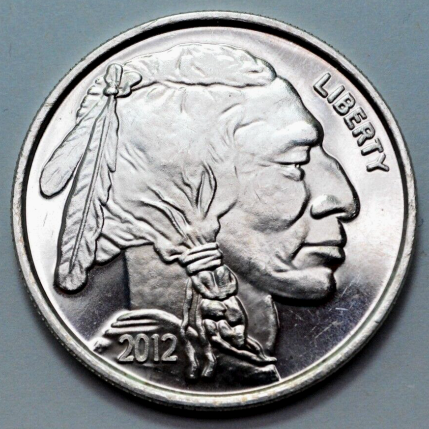 2012 1 OZ 999 SILVER ROUND INDIAN HEAD BUFFALO LIBERTY COIN , NR$ .