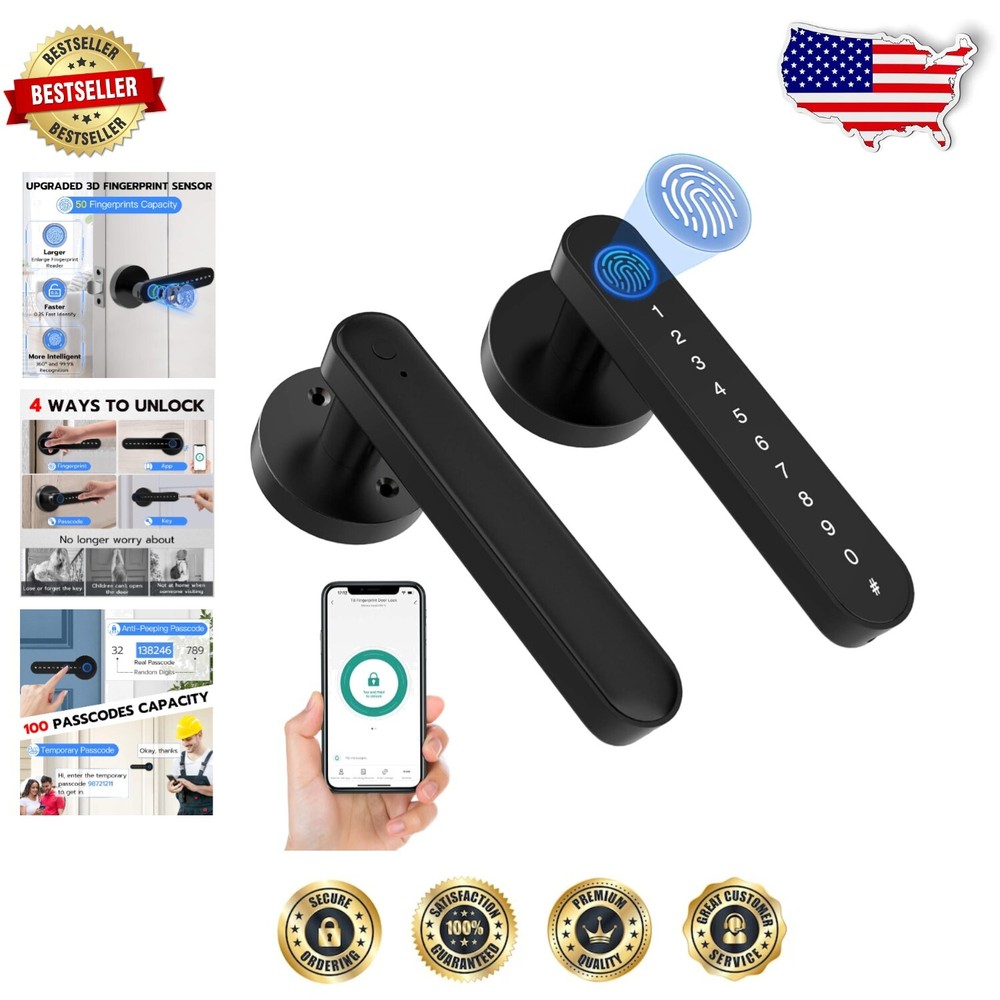 Smart Fingerprint Door Lock with App Control & 4 Keyless Entry Methods  