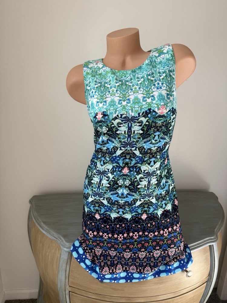 JUST TAYLOR Dress Sz 4p Petite S Sleeveless Scuba Floral Cottagecore Classic