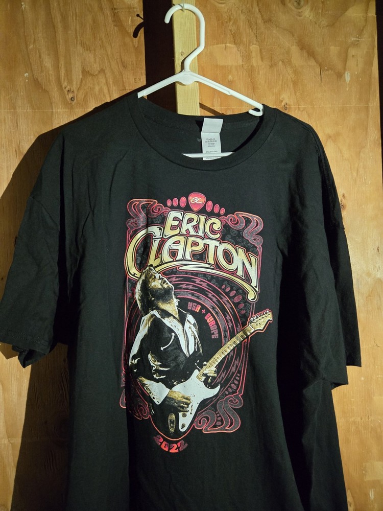 ERIC CLAPTON T-Shirt 2022 USA + Europe Tour Concert Band Tee Black Shirt 2XL