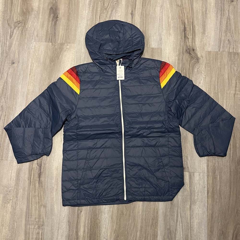 Marine Layer Banks Puffer Hoodie Jacket Navy Blue Size Medium & 2XL