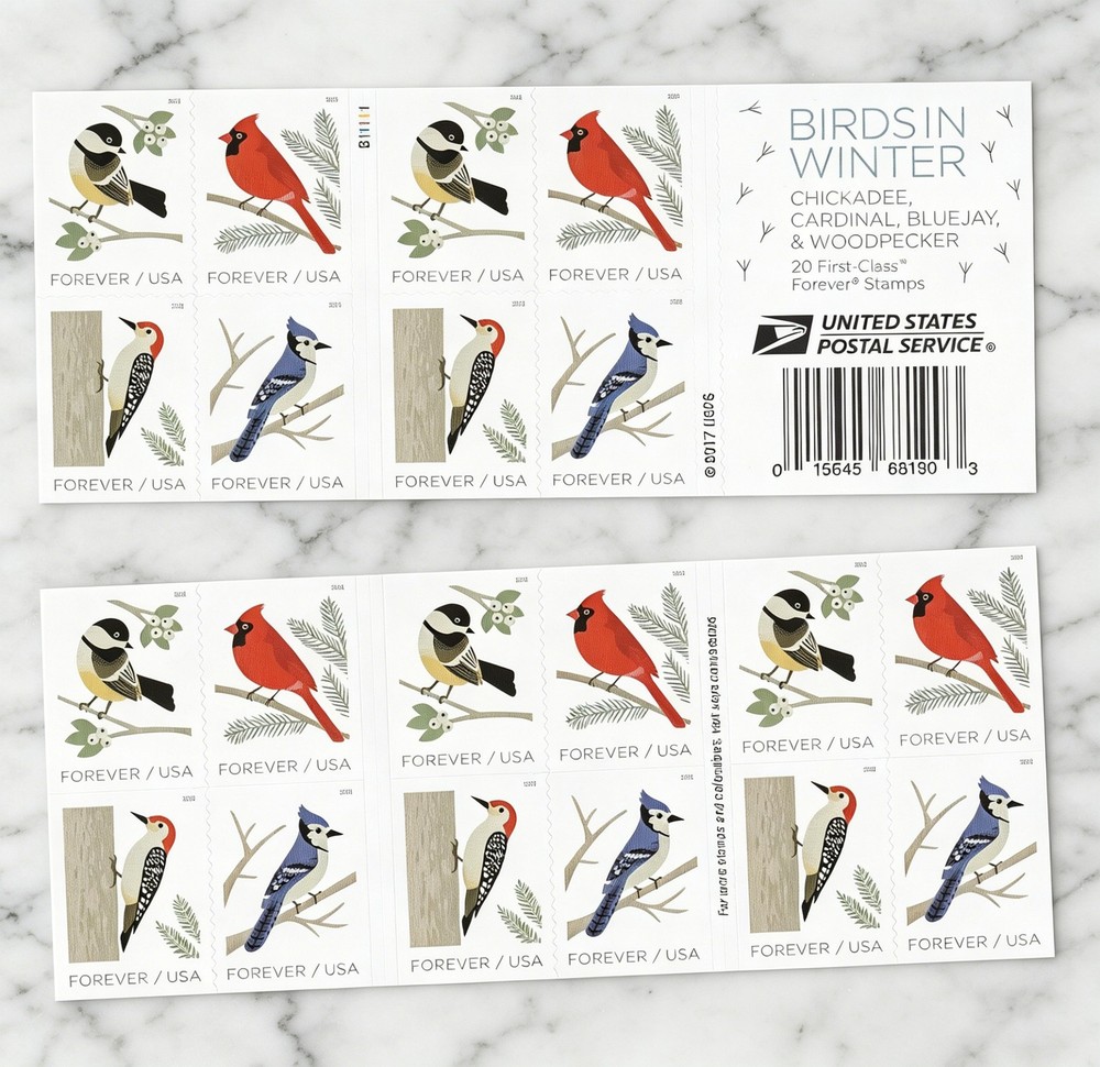 2018 USPS Birds in Winter Stamps 10 MNH Booklets Scott #5317-5320 (200 Stamps)