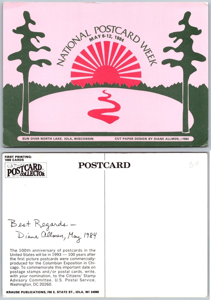 Continental Iola Wisconsin Lake Sunrise Postcard