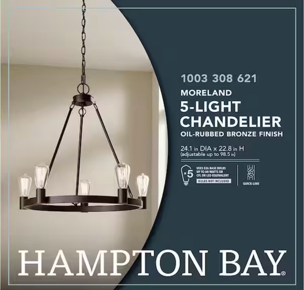 Hampton Bay Moreland 5Light Traditional Oil-Rubbed Bronze Candlestick Chandelier