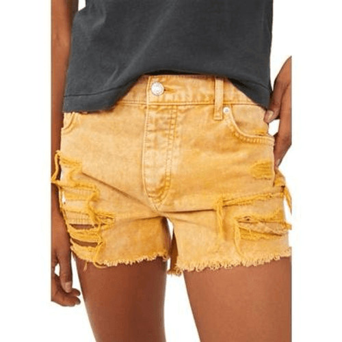 Free People Women S Maggie Denim Jean Shorts Yellow 26