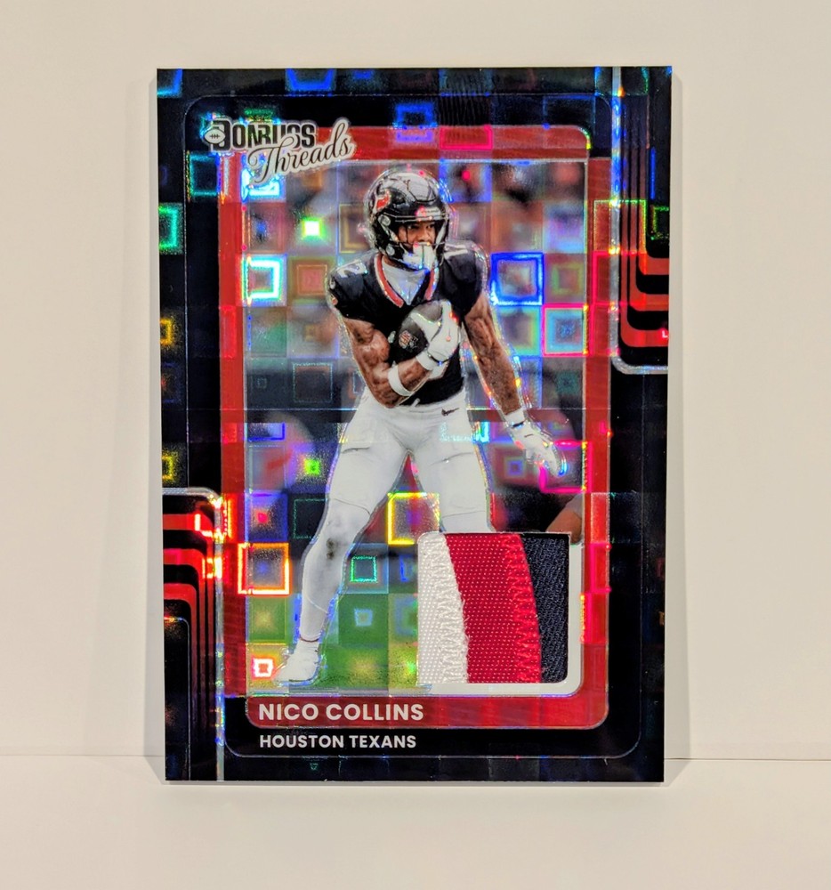 2025 Optic Nico Collins Black Pandora Donruss Threads /25 + Red Flash Prizm