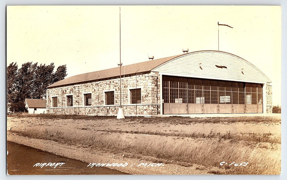 Ironwood Michigan MI Airport Building Vintage Photo Postcard