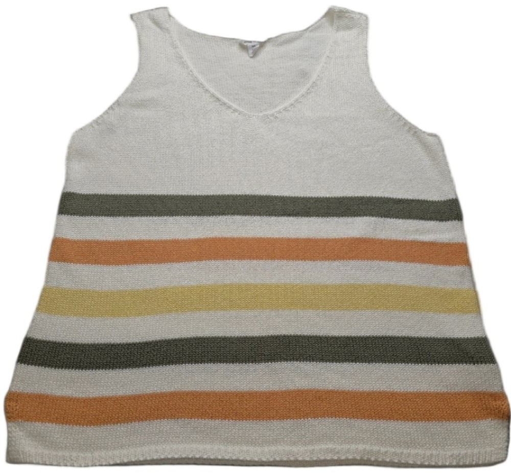 Womens Tribal Jeans Knit Sweater Tank Top Striped Sleeveless Boho Size Large