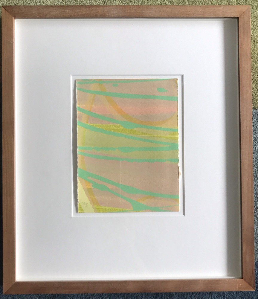 Abstract Framed Monotype Screenprint by Charlotte Cornish Irvin Dated 98-image