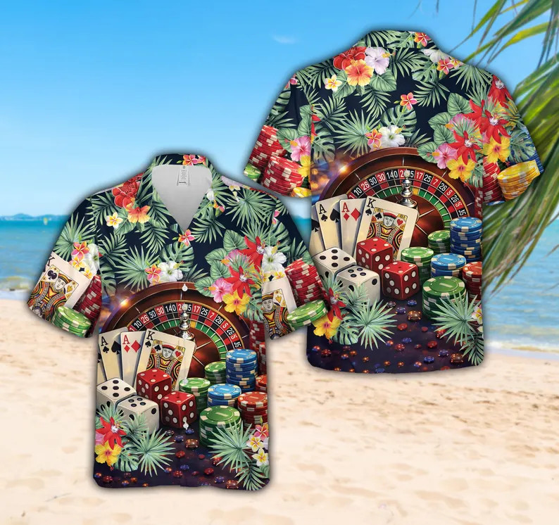 Casino Gambling Aloha Hawaii Shirt Men's Beach Vacation