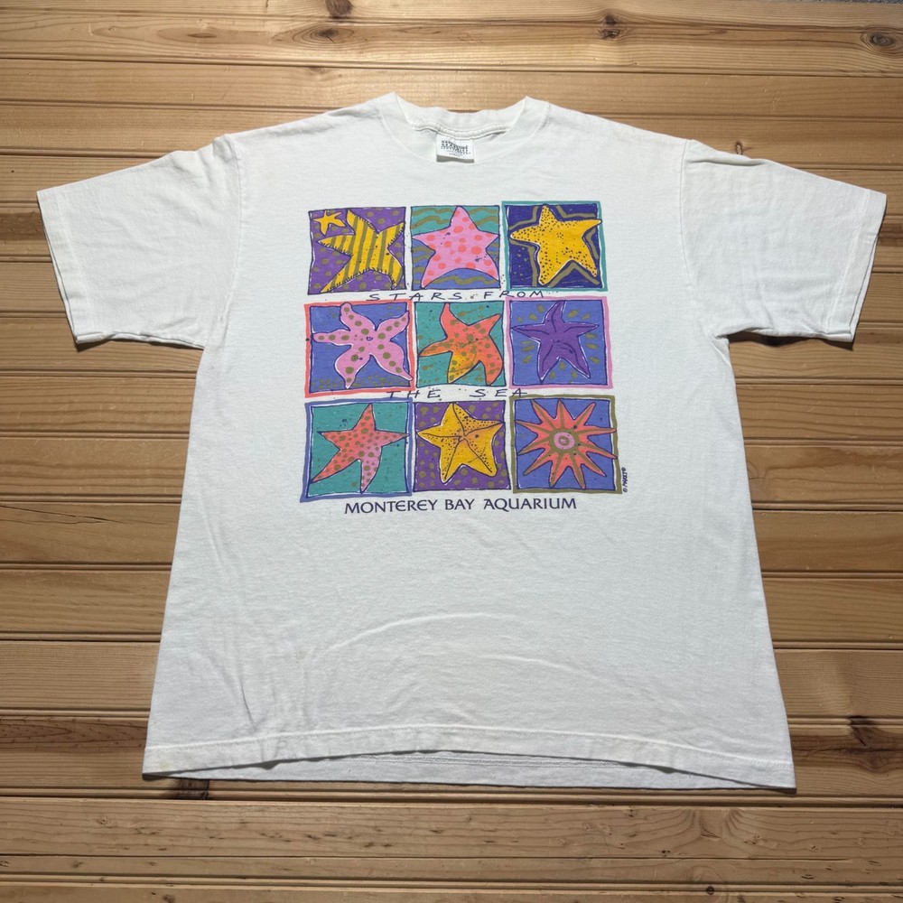 Vintage 90s Monterey Bay Aquarium Starfish Stars from the Sea T-Shirt USA Large