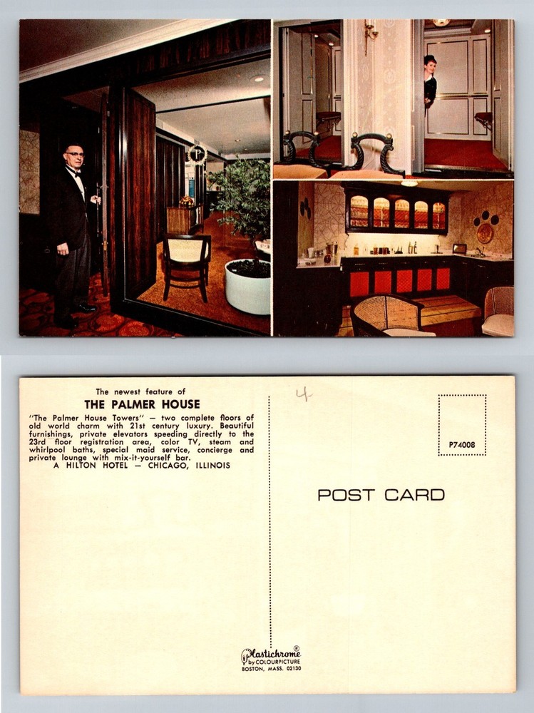 Chicago, IL-Illinois, Palmer House Towers Hotel Lobby & Suites Vintage Postcard