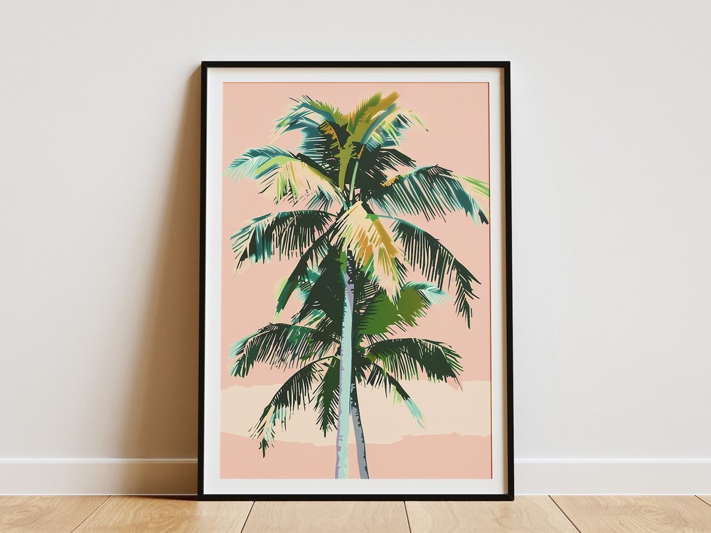 Palm Tree Minimalist Poster Tropical Art Print Summer Wall Decor Beach House