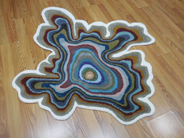Tibetan Abstract Graffiti Rug Shape Handmade Kids Boho Rug Aesthetic Rug 4x4 Ft-image