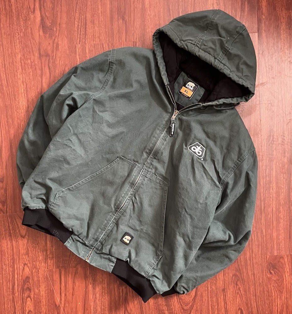 Berne Workwear-Men's Hooded Work Jacket-Heavy Canvas-Dark Green-Size XL-EUC