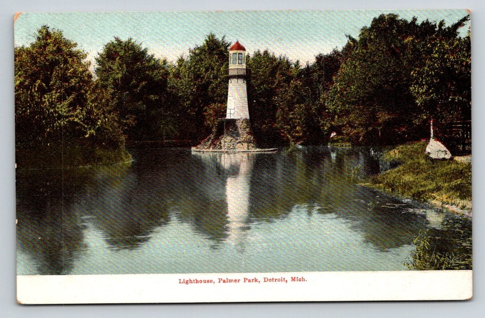 Lighthouse Palmer Park Detroit Michigan Postcard Hugh C. Leighton Co.