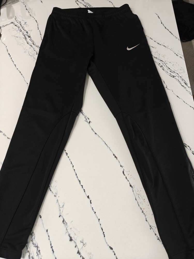 Nike Pants Mens Medium Black Dri-Fit Track Joggers Zip Ankle Running Athletic