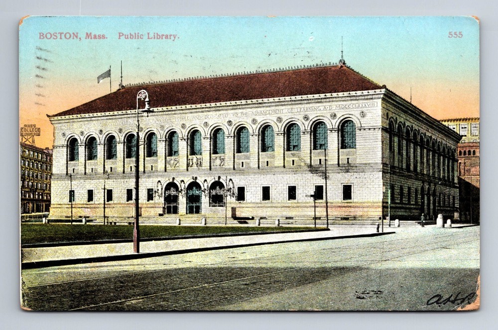 Boston Massachusetts Public Library Postcard c1910