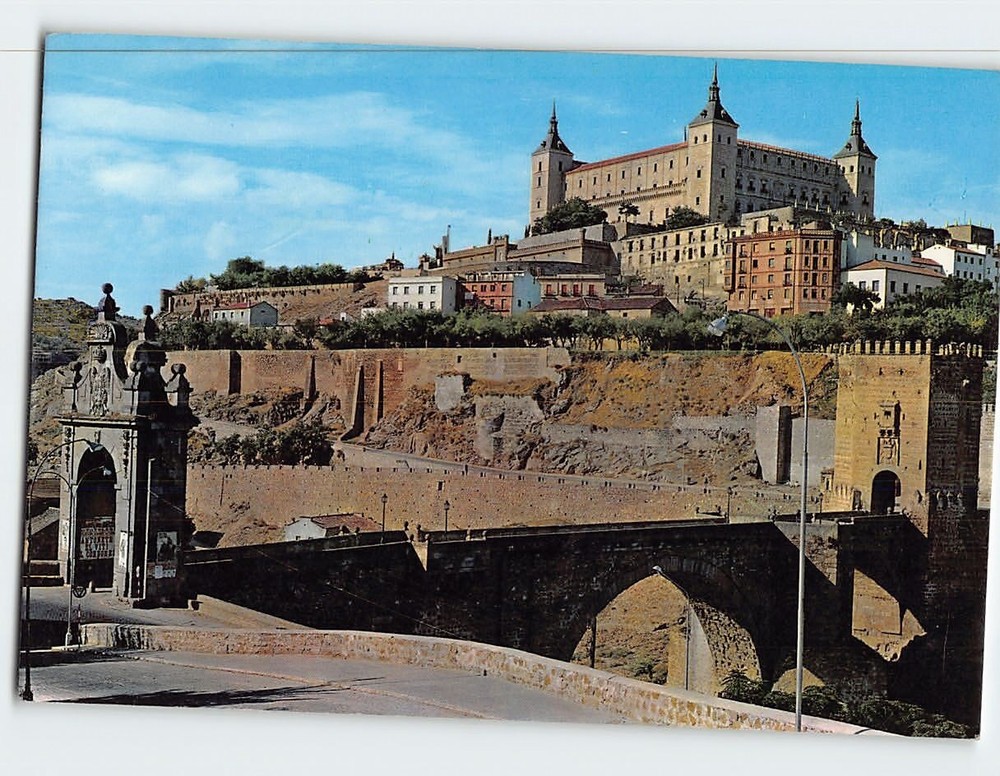 Postcard Bridge of Alcantara and the Alcazar Toledo Spain