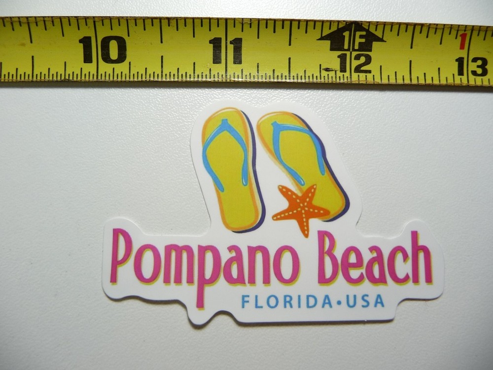 Pompano Beach Florida Flip Flop Decal Sticker for Tourists and Vacation Souvenirs  