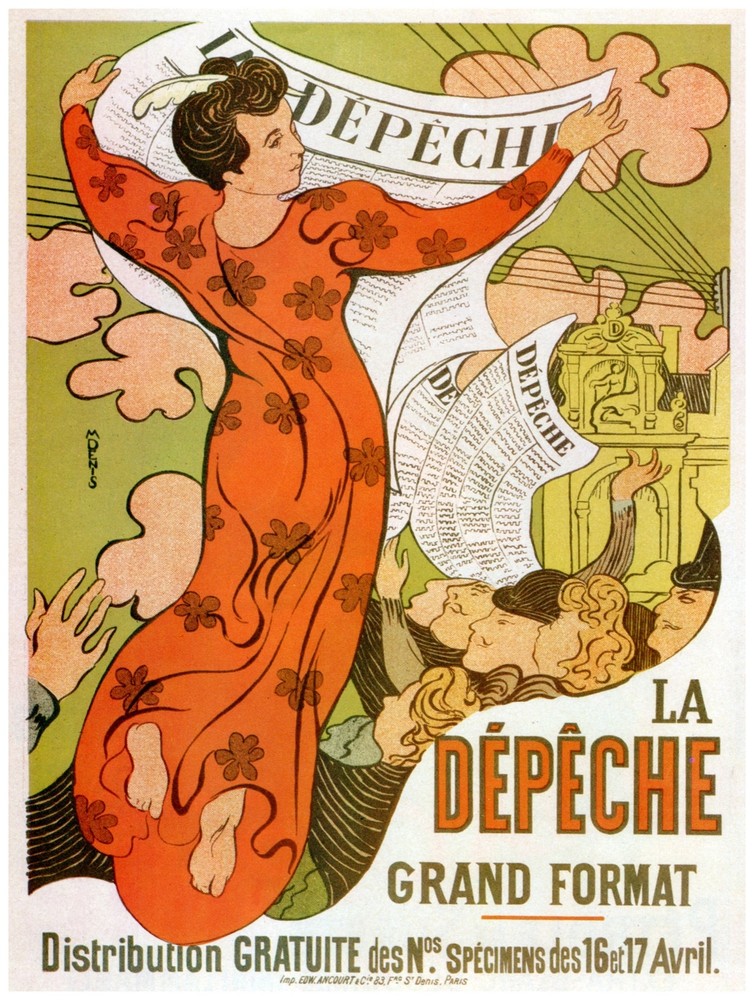 Decor French Poster. La Depeche grand Format. Fine Graphic Design Art. 1515