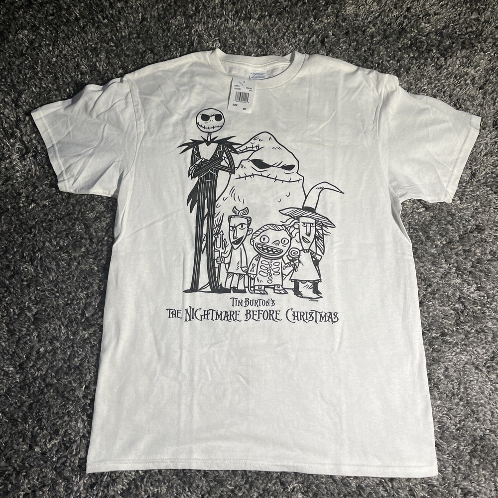 NWT Disney Nightmare Before Christmas Adult Medium White T-Shirt Tim Burton