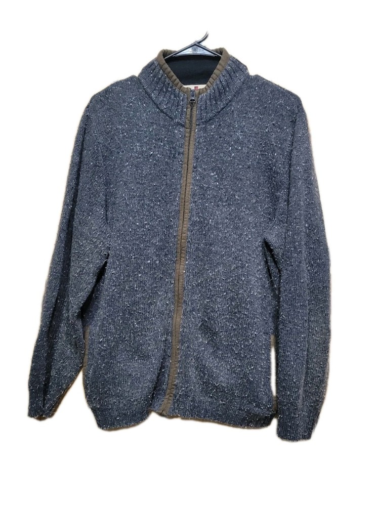 Woolrich Knit Sweater Full zip Gray Mens Medium