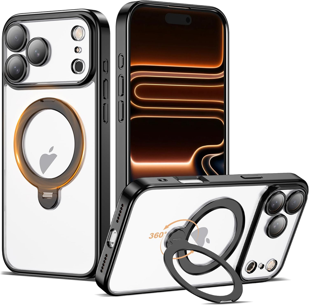 Compatible with Iphone 17 Pro Max Case with 360° Spin Magnetic Ring Stand [Compa