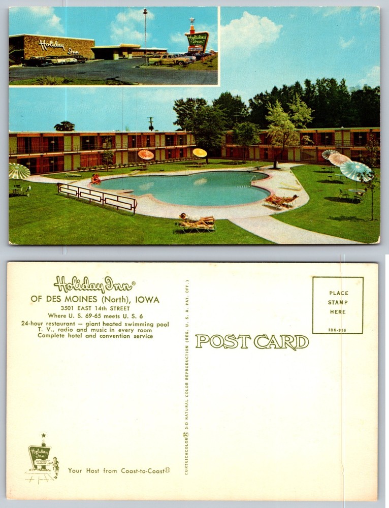 Holiday Inn Des Moines Iowa Pool View Postcard
