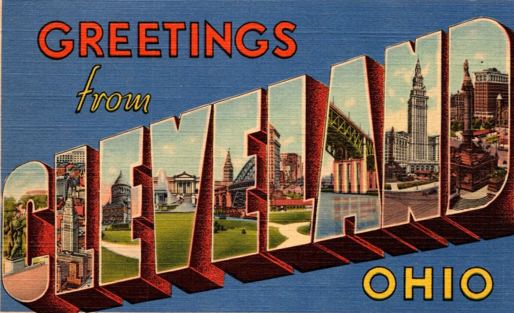 Greetings from CLEVELAND OHIO Big Letters VINTAGE Postcard