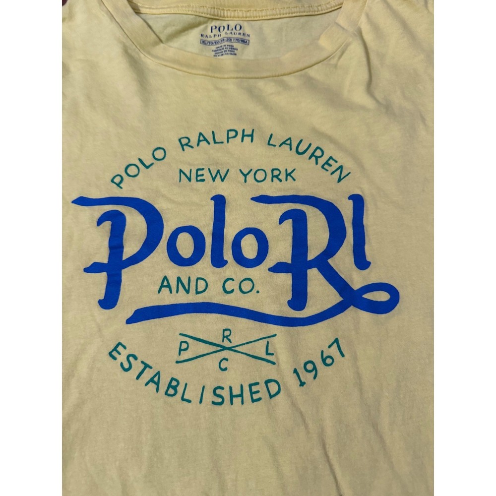Polo Ralph Lauren Boys XL 18-20 Yellow Graphic Logo T-Shirt Short Sleeve Tee
