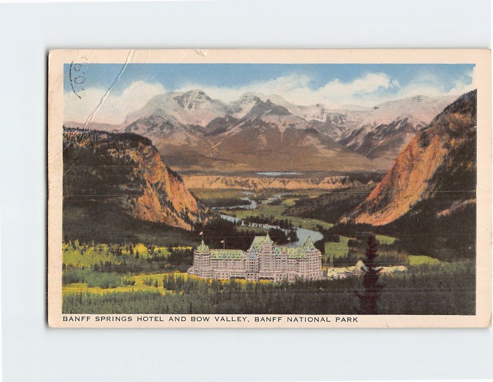 Postcard Banff Springs Hotel and Bow Valley Banff National Park Alberta Canada