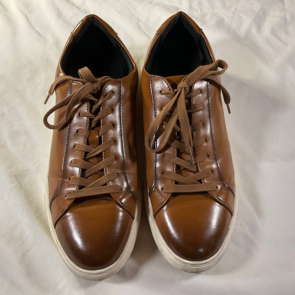 Alfani Mens Grayson Memory Foam Lace-Up Sneakers Tan Size 12M Faux Leather