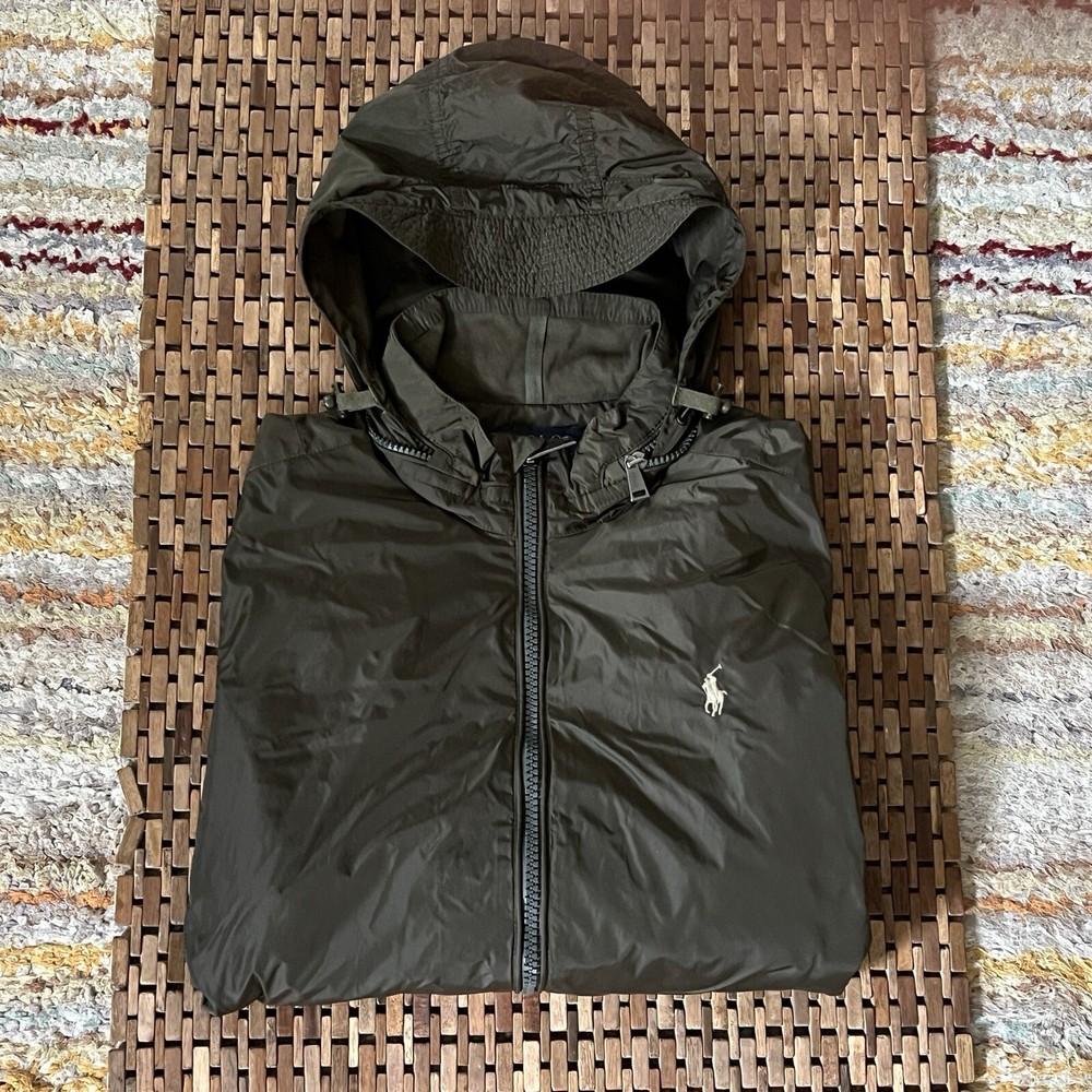 Polo Ralph Lauren Green Bomber Military Jacket Full Zip 90s Men’s Size Medium M