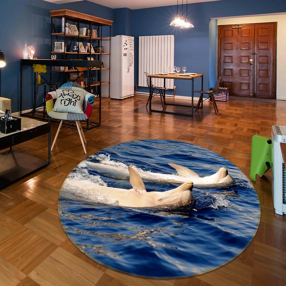 3D Dolphin Backstroke O1916 Animal Non Slip Rug Mat Elegant Photo Carpet Fay