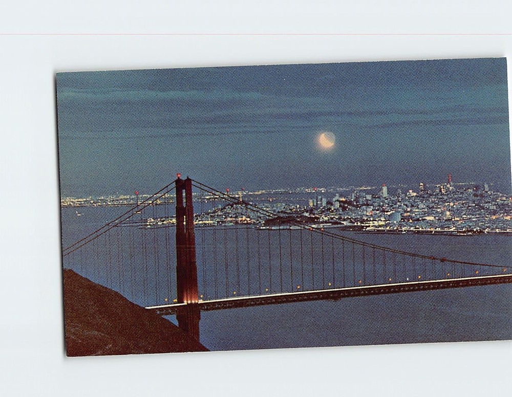 Postcard Golden Gate Bridge at Night San Francisco California USA