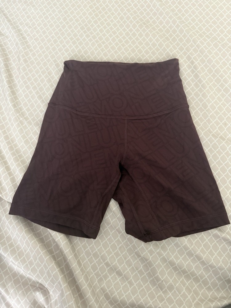 Lululemon Women's Dark Brown Logo Biker Activewear Shorts Size S