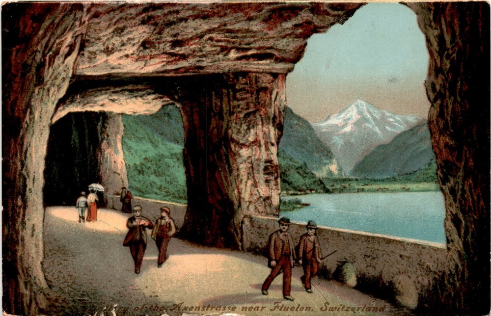 Axenstrasse, Fluelen, Switzerland, Bristenstock, Swiss Alps, Saint Postcard