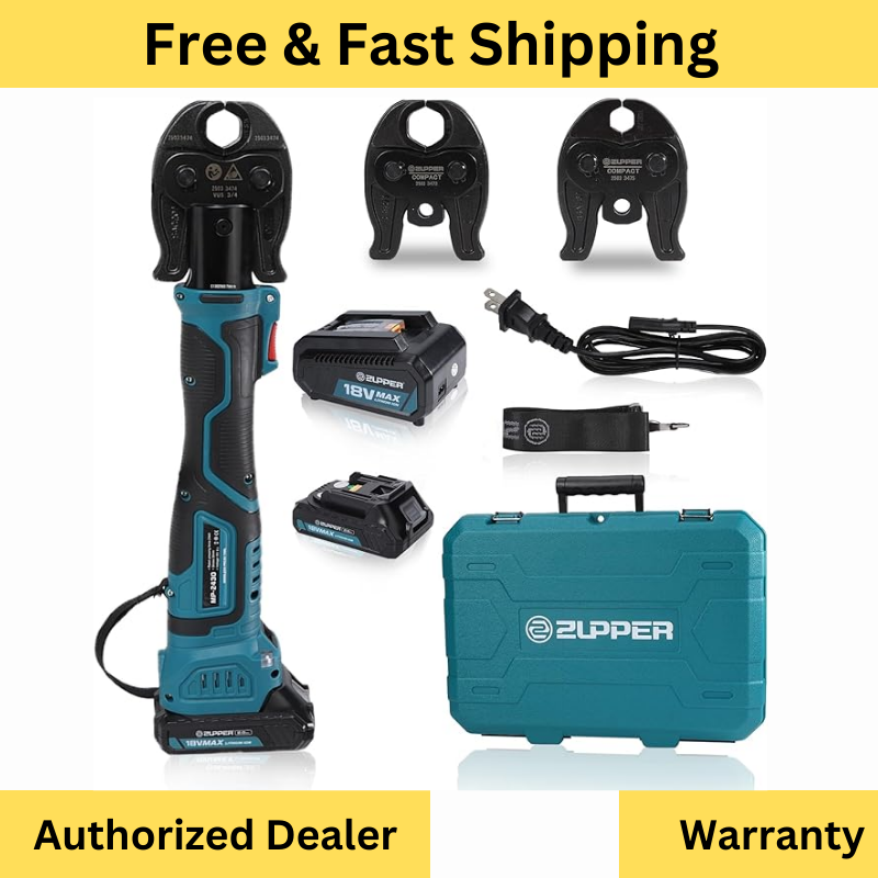 ZUPPER Pro Press Tool Pipe Crimping Kit Press Tool Battery Kit 1/2