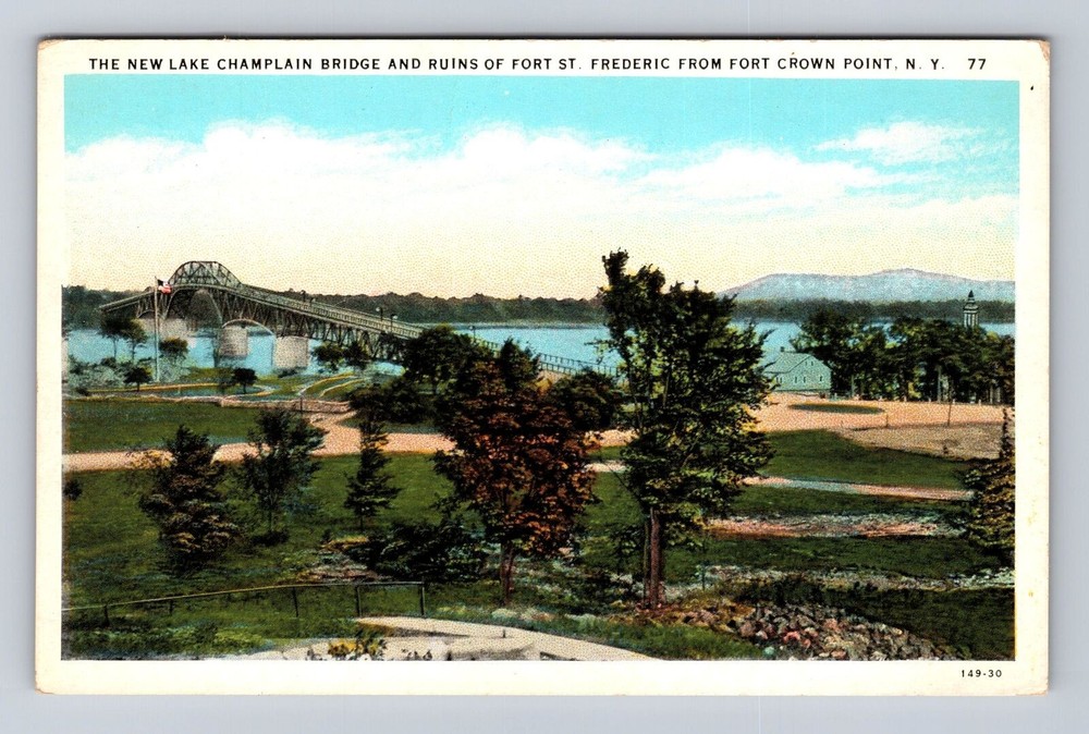 Crown Point NY-New York, Lake Champlain Bridge, Ruins of Fort Vintage Postcard