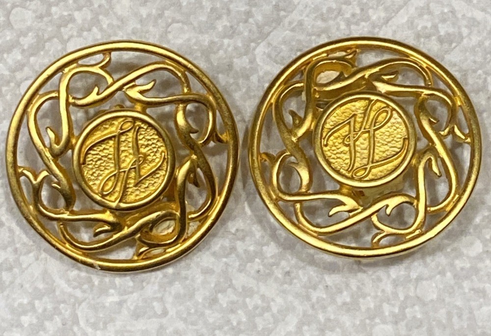 Vintage Karl Lagerfeld gold-plated clip-on earrings,